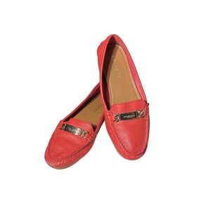 Coach Olive Coral Pebbled Leather Loafer Flats Women Size 8.5B